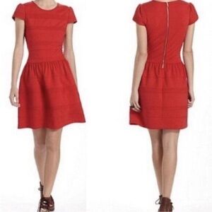 Anthropologie “Girls from Savoy” Red Dress Pintuck Ponte Knit - Size 12